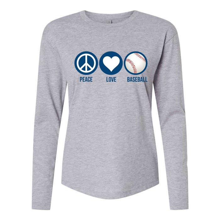 Peace Love Baseball Womens Cotton Relaxed Long Sleeve T-Shirt