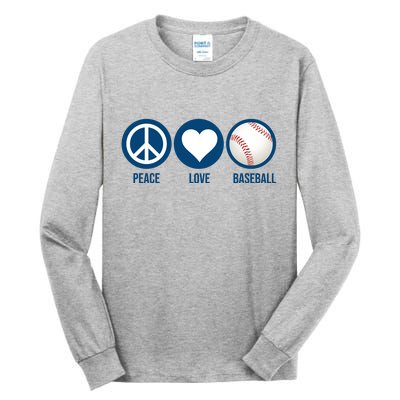 Peace Love Baseball Tall Long Sleeve T-Shirt