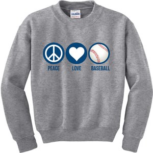 Peace Love Baseball Kids Sweatshirt