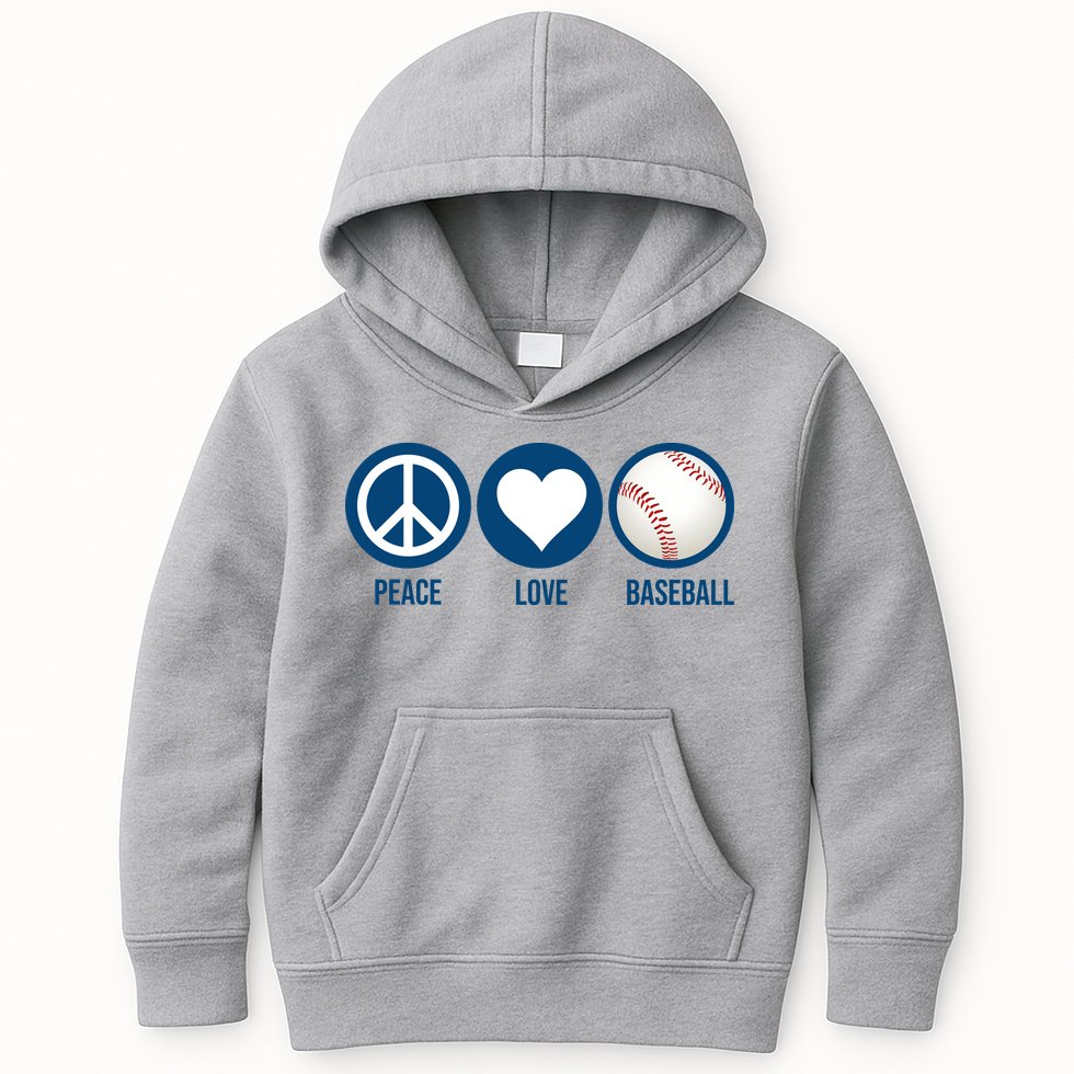 Peace Love Baseball Kids Hoodie