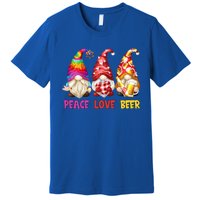 Peace Love Beer Funny Summer Gnomes Chillin With My Gnomies Gift Premium T-Shirt