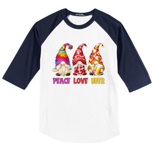 Peace Love Beer Funny Summer Gnomes Chillin With My Gnomies Gift Baseball Sleeve Shirt