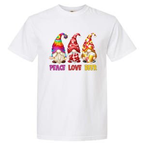 Peace Love Beer Funny Summer Gnomes Chillin With My Gnomies Gift Garment-Dyed Heavyweight T-Shirt