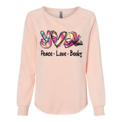 Peace Love Books Librarian Teacher Life Book Library Tie Dye Womens California Wash Sweatshirt