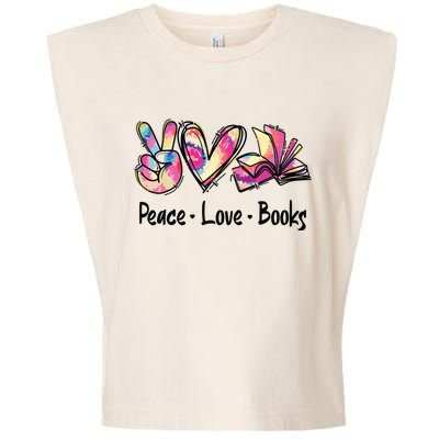 Peace Love Books Librarian Teacher Life Book Library Tie Dye Garment-Dyed Women's Muscle Tee