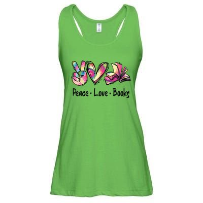 Peace Love Books Librarian Teacher Life Book Library Tie Dye Ladies Essential Flowy Tank