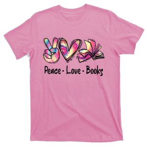 Peace Love Books Librarian Teacher Life Book Library Tie Dye T-Shirt