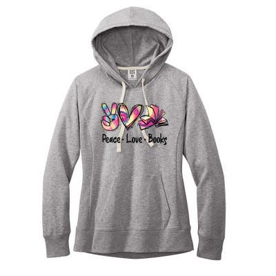 Peace Love Books Librarian Teacher Life Book Library Tie Dye Women's Fleece Hoodie