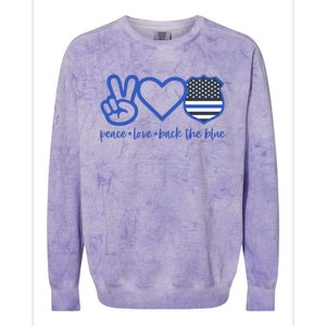 Peace Love Back The Blue Defend Support Police Officer Gift Great Gift Colorblast Crewneck Sweatshirt