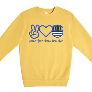 Peace Love Back The Blue Defend Support Police Officer Gift Great Gift Premium Crewneck Sweatshirt