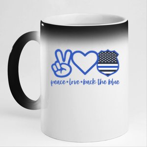 Peace Love Back The Blue Defend Support Police Officer Gift Great Gift 11oz Black Color Changing Mug