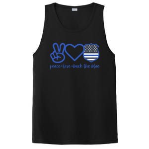 Peace Love Back The Blue Defend Support Police Officer Gift Great Gift PosiCharge Competitor Tank