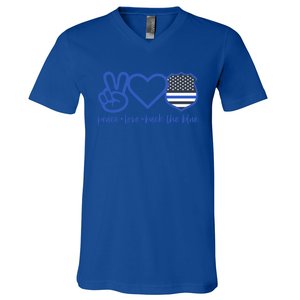 Peace Love Back The Blue Defend Support Police Officer Gift Great Gift V-Neck T-Shirt