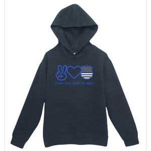 Peace Love Back The Blue Defend Support Police Officer Gift Great Gift Urban Pullover Hoodie