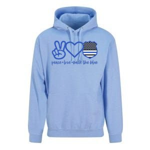 Peace Love Back The Blue Defend Support Police Officer Gift Great Gift Unisex Surf Hoodie