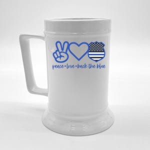 Peace Love Back The Blue Defend Support Police Officer Gift Great Gift Beer Stein