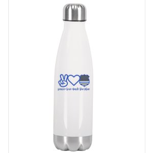 Peace Love Back The Blue Defend Support Police Officer Gift Great Gift Stainless Steel Insulated Water Bottle