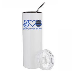 Peace Love Back The Blue Defend Support Police Officer Gift Great Gift Stainless Steel Tumbler