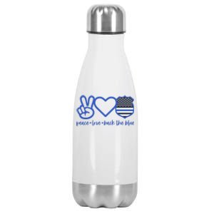 Peace Love Back The Blue Defend Support Police Officer Gift Great Gift Stainless Steel Insulated Water Bottle