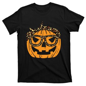 Pumpkin Leopard Bandana Cute Halloween Women T-Shirt