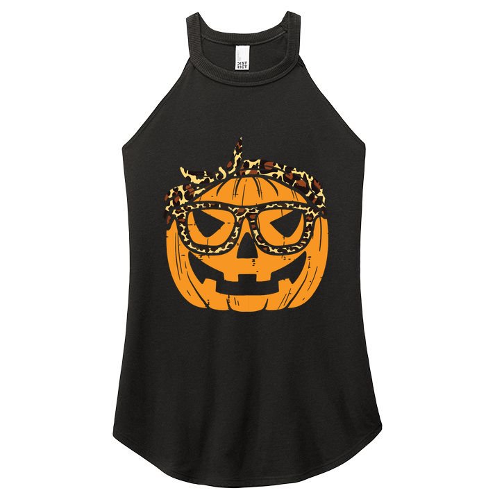 Pumpkin Leopard Bandana Cute Halloween Women Women's Perfect Tri Rocker Tank