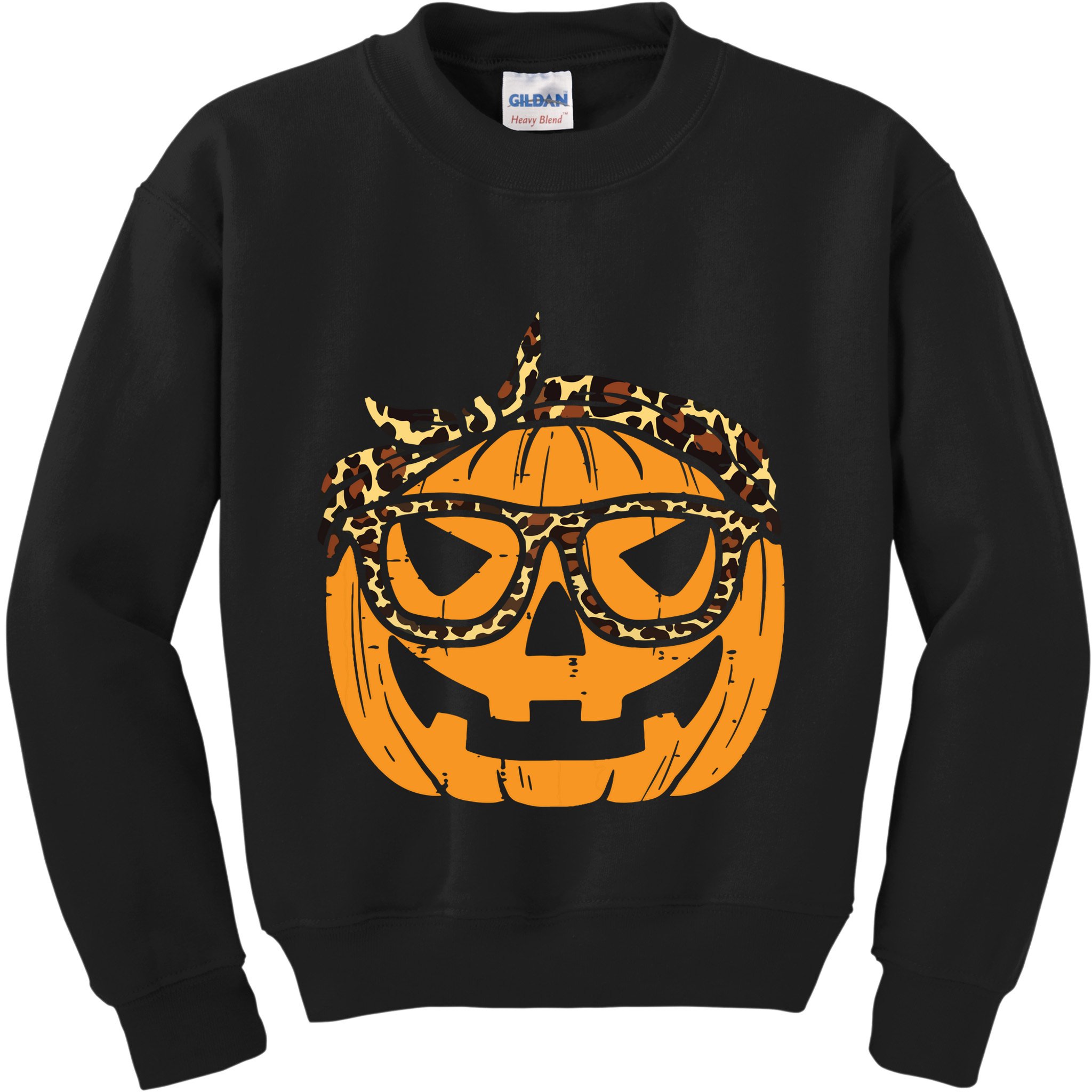 Pumpkin Leopard Bandana Cute Halloween Women Kids Sweatshirt