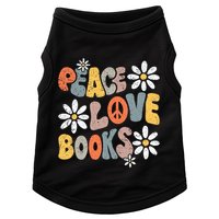 Peace Love Books Groovy Bookworm Book Nerd Reading Teacher Doggie Tank