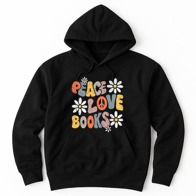 Peace Love Books Groovy Bookworm Book Nerd Reading Teacher Hoodie