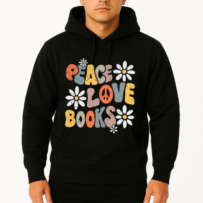 Peace Love Books Groovy Bookworm Book Nerd Reading Teacher Hoodie