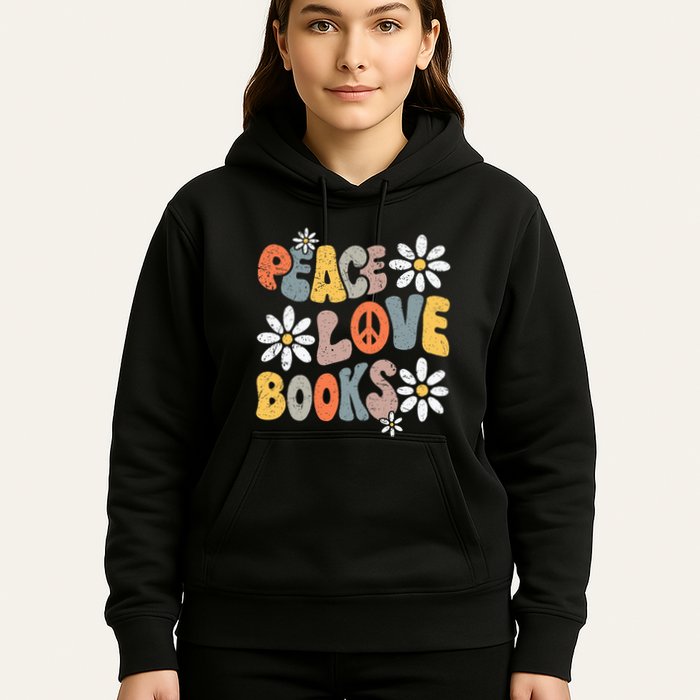 Peace Love Books Groovy Bookworm Book Nerd Reading Teacher Hoodie