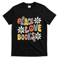 Peace Love Books Groovy Bookworm Book Nerd Reading Teacher T-Shirt