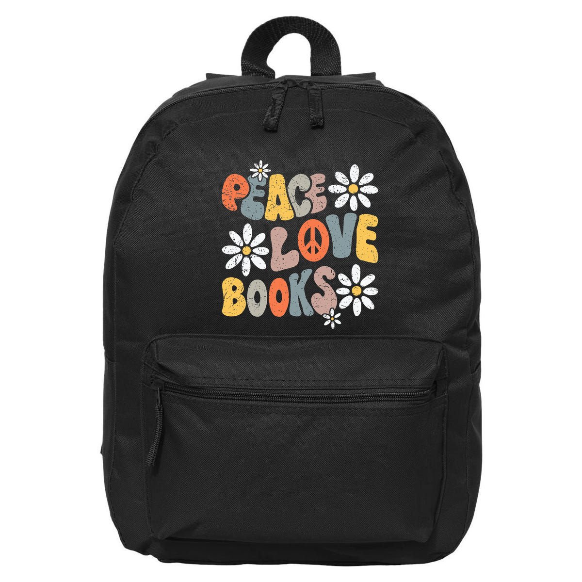 Peace Love Books Groovy Bookworm Book Nerd Reading Teacher 16 in Basic Backpack