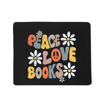 Peace Love Books Groovy Bookworm Book Nerd Reading Teacher Mousepad