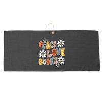 Peace Love Books Groovy Bookworm Book Nerd Reading Teacher Large Microfiber Waffle Golf Towel