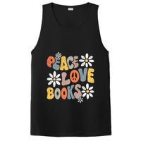 Peace Love Books Groovy Bookworm Book Nerd Reading Teacher PosiCharge Competitor Tank
