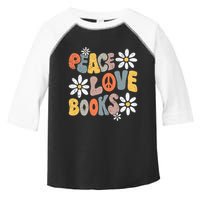 Peace Love Books Groovy Bookworm Book Nerd Reading Teacher Toddler Fine Jersey T-Shirt