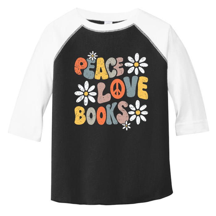 Peace Love Books Groovy Bookworm Book Nerd Reading Teacher Toddler Fine Jersey T-Shirt