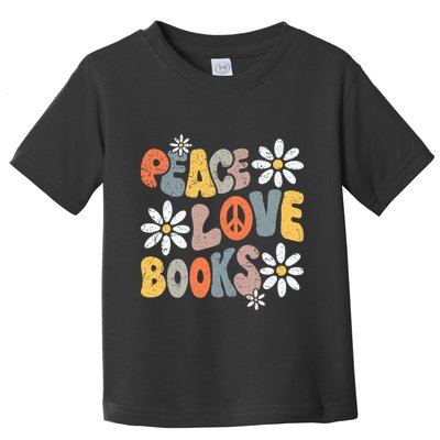 Peace Love Books Groovy Bookworm Book Nerd Reading Teacher Toddler T-Shirt