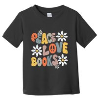 Peace Love Books Groovy Bookworm Book Nerd Reading Teacher Toddler T-Shirt