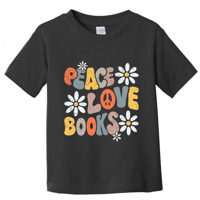 Peace Love Books Groovy Bookworm Book Nerd Reading Teacher Toddler T-Shirt