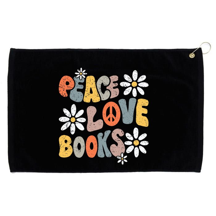 Peace Love Books Groovy Bookworm Book Nerd Reading Teacher Grommeted Golf Towel