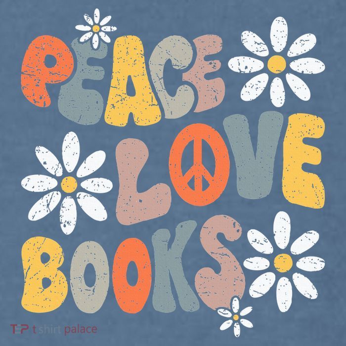Peace Love Books Groovy Bookworm Book Nerd Reading Teacher Garment-Dyed Sweatshirt