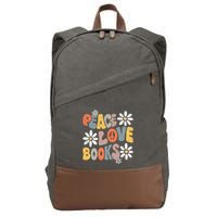 Peace Love Books Groovy Bookworm Book Nerd Reading Teacher Cotton Canvas Backpack