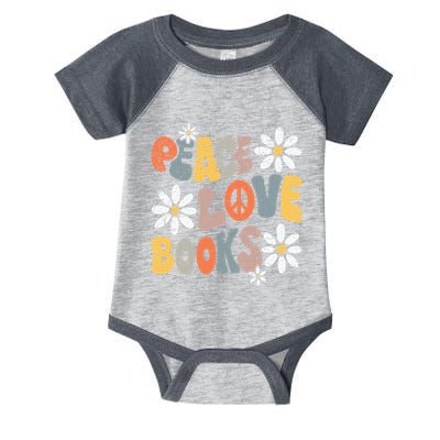 Peace Love Books Groovy Bookworm Book Nerd Reading Teacher Infant Baby Jersey Bodysuit