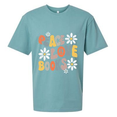 Peace Love Books Groovy Bookworm Book Nerd Reading Teacher Sueded Cloud Jersey T-Shirt