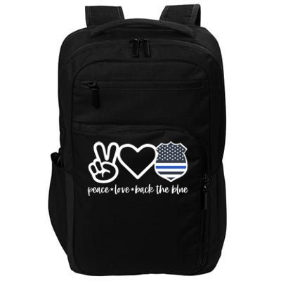 Peace Love Back The Blue Defend Support Police Officer Gift Impact Tech Backpack