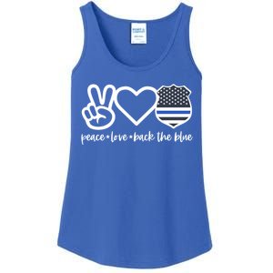 Peace Love Back The Blue Defend Support Police Officer Gift Ladies Essential Tank