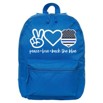 Peace Love Back The Blue Defend Support Police Officer Gift 16 in Basic Backpack