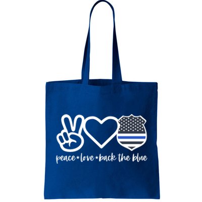 Peace Love Back The Blue Defend Support Police Officer Gift Tote Bag