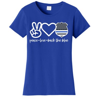 Peace Love Back The Blue Defend Support Police Officer Gift Women's T-Shirt